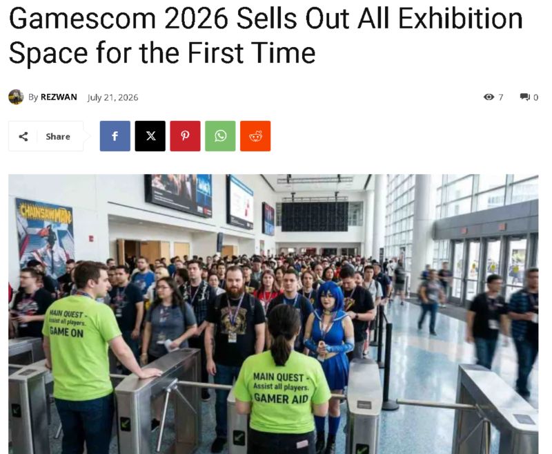 Gamescom 2026 Sells Out Exhibition Space as Konami Tencent and More Join Massive Lineup